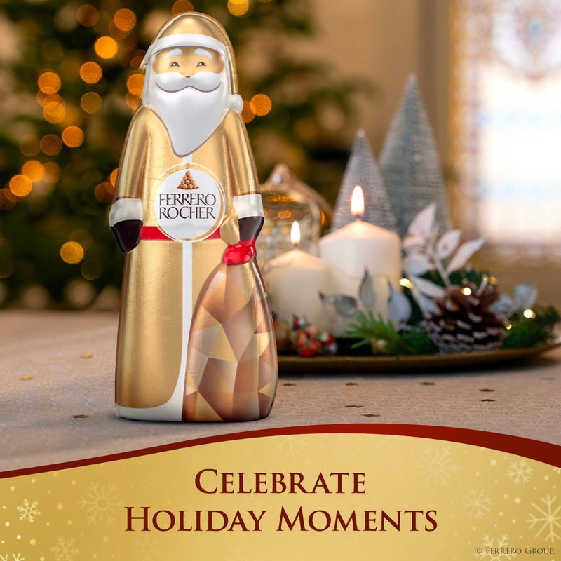 Ferrero Rocher, Milk Chocolate Hazelnut Hollow Santa Christmas Candy Individually Wrapped, Holiday Gift, 2.4 oz - Image 2